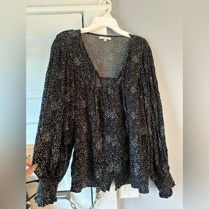 Zara Black White Dot Long Sleeve Blouse